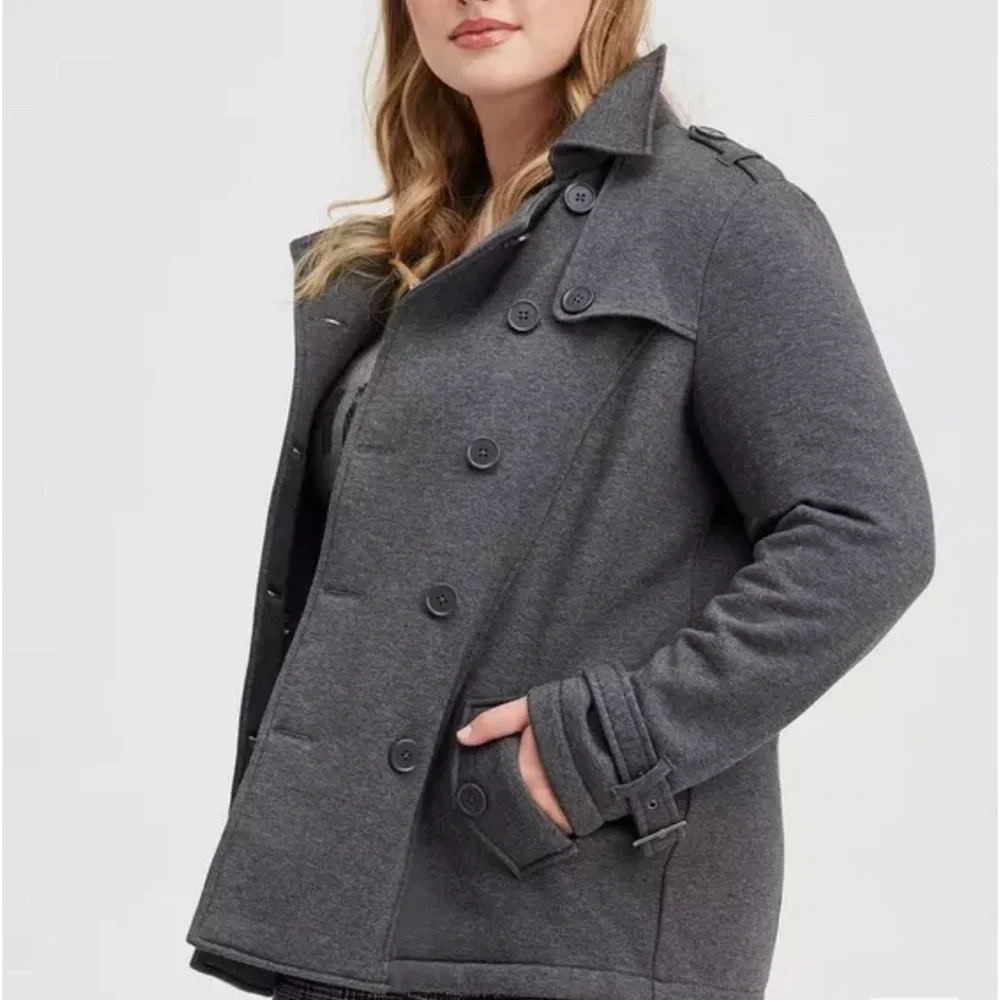 TORRID | Fleece Peacoat Jacket gray sz 00 M - Picture 2 of 8